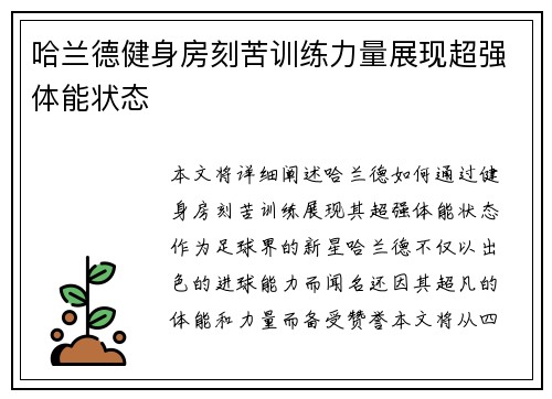 哈兰德健身房刻苦训练力量展现超强体能状态